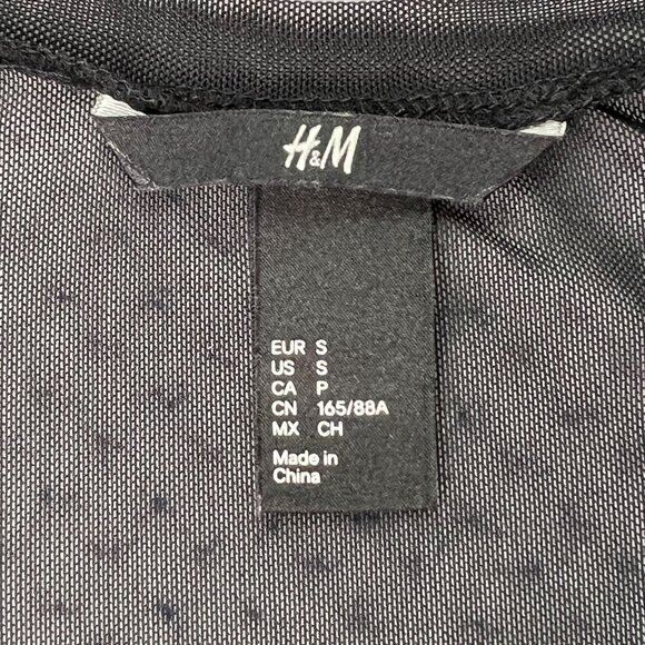 H&M Shirt Womens Small Black Semi-Sheer Top Brass Studded Scoop Neck Tee - Picture 10 of 15